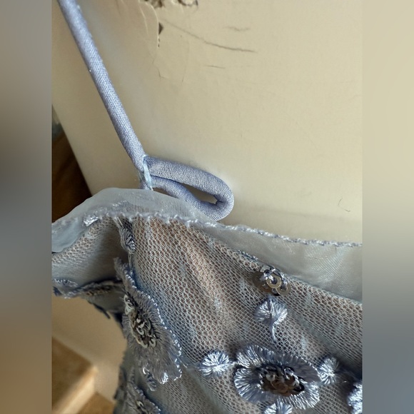 AIDAN MATTOX Blue Floral Spaghetti Strap Dress size 10 - Picture 6 of 8